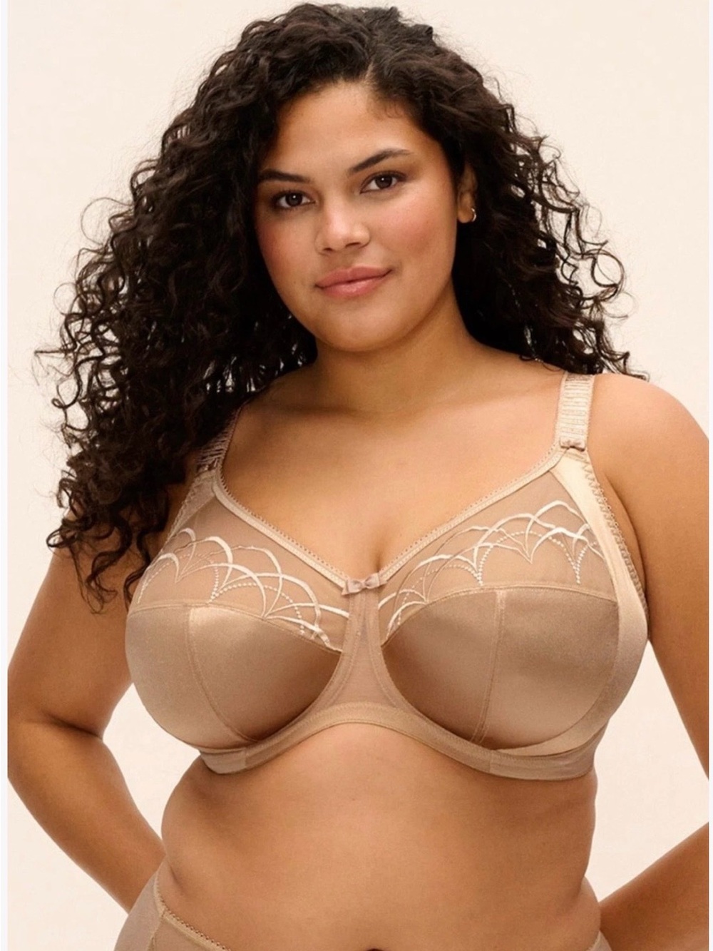 Elomi Cate Full Cup Banded Bra Beige Underwire 38H Side Support Smoothing EUC
